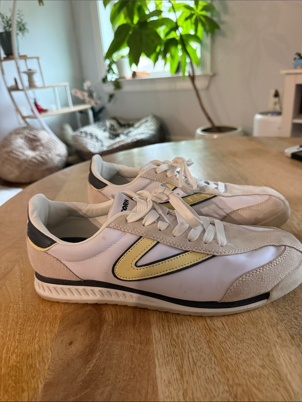 Unisex Tretorn Low-Profile Sneakers in White, Cream & Pale Yellow